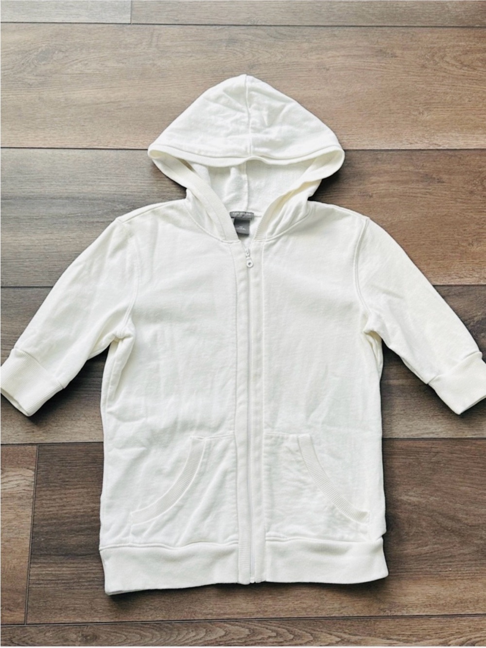 Ann Taylor Off-White Hooded Zip Sweatshirt